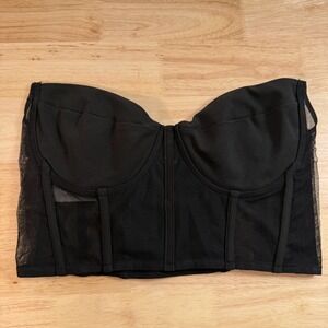 Express Mesh Sweetheart Neckline‎ Corset Cropped Tube Top Women's Black - Small